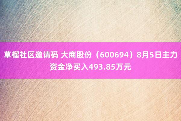 草榴社区邀请码 大商股份（600694）8月5日主力资金净买入493.85万元