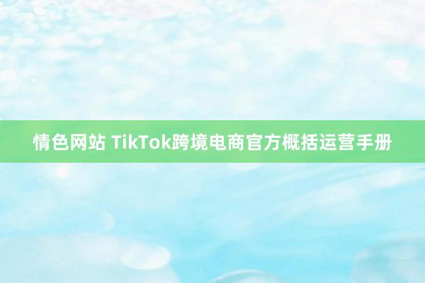 情色网站 TikTok跨境电商官方概括运营手册