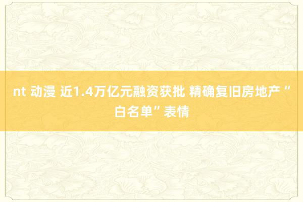 nt 动漫 近1.4万亿元融资获批 精确复旧房地产“白名单”表情